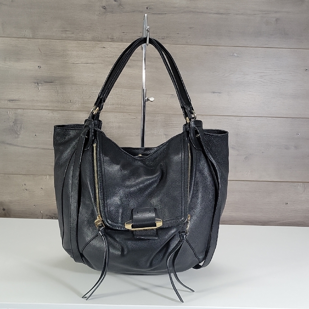 Kooba Black Leather Shoulder Tote Bag